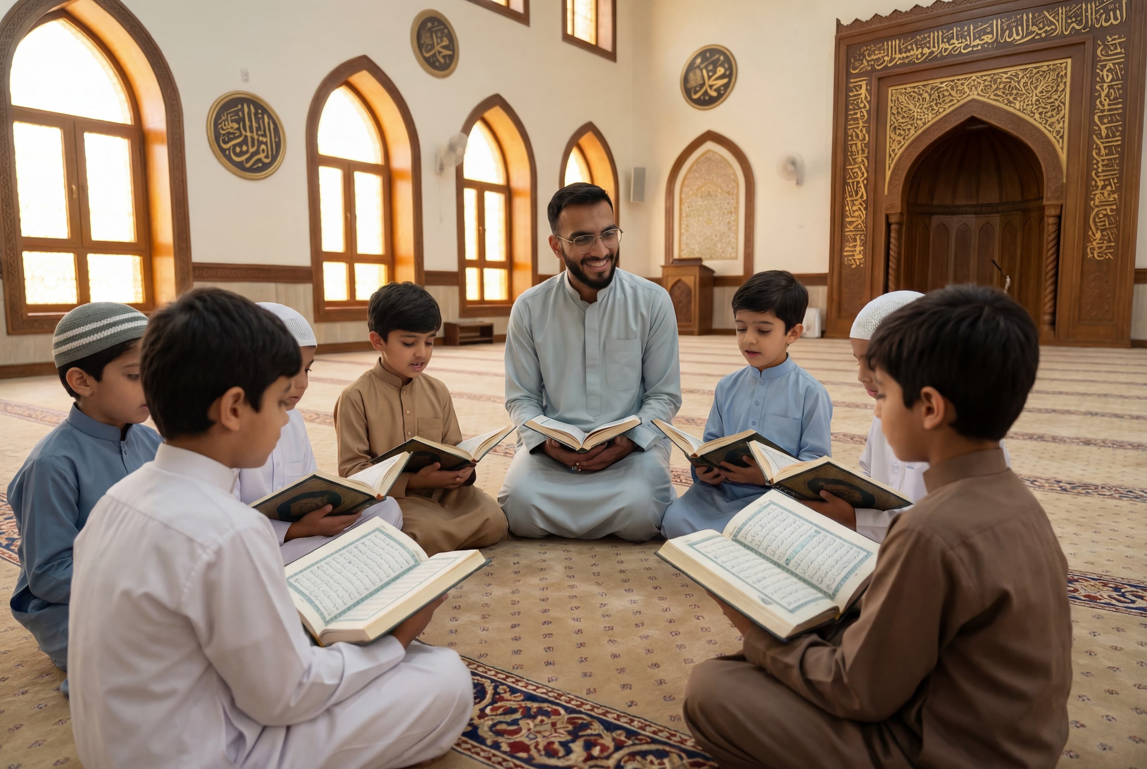 A family exploring the Qur'an together